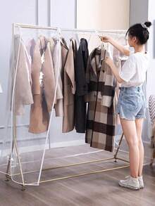 透明塑料落地式衣架防尘罩，衣架晾衣架罩，衣物收纳保护罩，防尘防潮，透明可视，易于取用，家用衣物保护罩