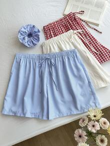 Comfortcana 3pcs/Set Casual Bow Tie Red White Blue Outfits, Spring/Summer - Multicolor - View 5