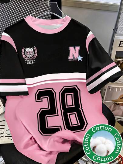 Resyla Women's Round Neck Printed T-Shirt - Casual Round Neck Top - Lightweight T-Shirt Suitable For All Seasons