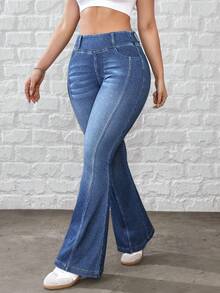 Flexra Quần jeans ống loe ôm vừa vặn, giặt thường ngày dành cho nữ - Rửa trung bình - Xem 3