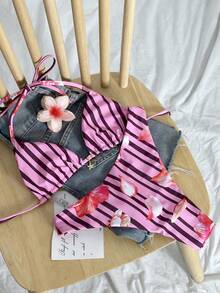 Swim Mod Women's Random Print Spaghetti Strap Bikini Set, Spring/Summer - Multicolor - View 2