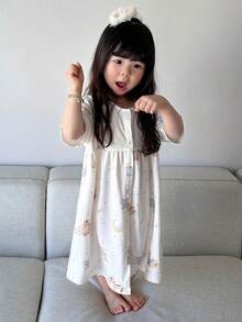 DAZY Infant/Toddler Girls' Cartoon All-Over Print Crew Neck Long Sleeve Pajamas - White - View 7