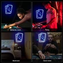 Đèn LED neon xanh dương phát sáng hình quân bài, đèn trang trí, biển hiệu quảng cáo chữ cái sáng tạo tự làm, đèn chiếu sáng tạo không gian, thích hợp cho lễ hội, tiệc tùng và trang trí không khí. - Nhiều màu - Xem 4