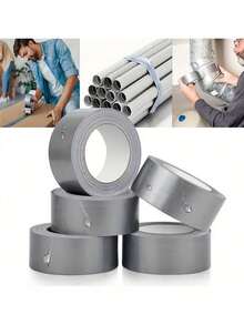 1卷加厚强力防风胶带，柔韧性好，无残留，全天候适用，可徒手撕开包装胶带 - 大包装，适合DIY和专业用途 - 銀色 - 查看 10