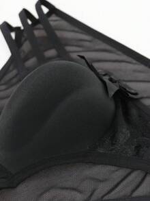 DrisQ 时尚纯黑色罩杯性感黑色镂空网纱蕾丝腰部男士性感内衣 - 黑色 - 查看 4