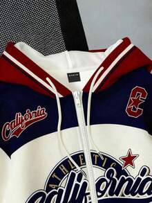 SHEIN EZwear 大码女式休闲街头风宽松卫衣，撞色设计，适合秋冬季穿着