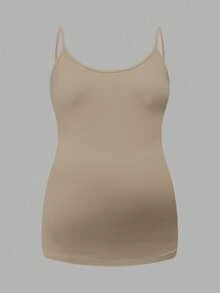 Modmama 孕妇纯色褶皱高弹休闲吊带背心 - 黑色 - 查看 3