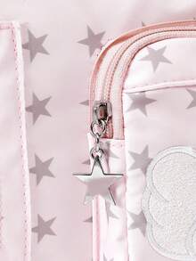 ROMWE Kawaii Striped Bow Lace Tote Bag - Pink - View 5