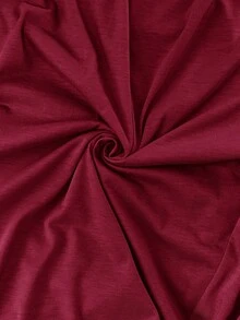 SHEIN CURVE+ 加大码爱心印花针织弹力A字圆领连衣裙 - 酒紅色 - 查看 8