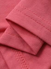 DAZY Toddler Girls' Cartoon Print Casual Round Neck Short Sleeve Pajamas - Red Violet - View 5