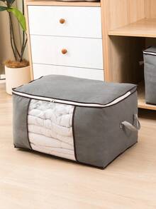 Large Capacity Storage Bag, Non-Woven Quilt Storage Bag, Quilt Travel Moving Storage Packing Bag, Clothes Luggage Storage Bag, For Seasonal Storage And Organization Decorations  Decor Fall Decor Bedroom Decor Christmas For Holiday Gift Giving - Light Grey - View 4