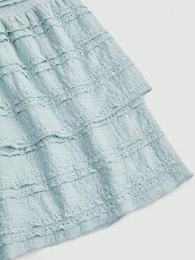 Sweetra 1 Bộ áo crop top không tay màu trắng có khóa thắt lưng và chân váy xếp ly ngắn màu trắng, phong cách tối giản - Màu xanh nhạt - Xem 5