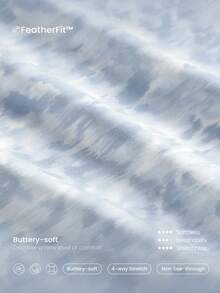 GLOWMODE 24" FeatherFit™ Crossover Leggings With Built-In Underwear Light Support Low Impact Yoga Daily Gym Valentine's Day - Blue and White - View 5