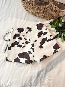 Comfortcana Váy ngắn nữ họa tiết da báo, kiểu dáng chữ A, thích hợp mặc mùa hè, xuân, đi biển hoặc đi nghỉ mát. Thiết kế thời trang, có dây buộc bên hông. - Màu nâu Sô-cô-la - Xem 2