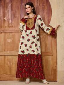 Al Najma 休闲优雅印花阿拉伯风格连衣裙 - 彩色 - 查看 5