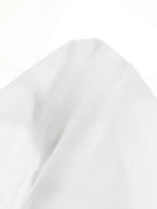 大码夏季卷袖衬衫，挺括优雅的褶裥细节 - 白色 - 查看 8