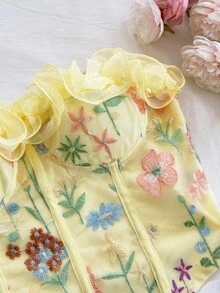 Soleia 女士休闲花卉刺绣抹胸上衣，夏季 - 彩色 - 查看 4