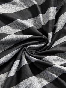 ROMWE Gothic Style Asymmetrical Hem Striped Skirt - Black - View 4