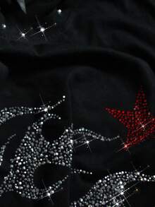 ROMWE MEN 男士休闲无袖T恤背心，饰有水钻做旧设计 - 黑色 - 查看 5