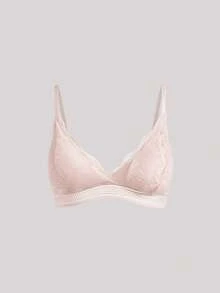 4PCS Wireless Lace Bikini Scalloped Bra Underwear Lingerie - Multicolor - View 14