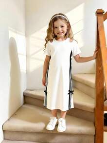 SHEIN Rochie lungă fără mâneci, cu imprimeu color block, pentru fete - Multicolor - Vizualizare 1