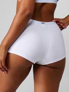 Missguided x Playboy Quần lót cotton kiểu quần đùi với cạp quần có logo, mang lại sự thoải mái và phong cách. - trắng - Xem 2