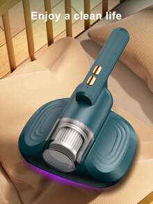 Teckwe 1 pieza Aspiradora inalámbrica portátil para eliminar ácaros con filtración HEPA, succión potente de 10kPa, luz UV, bajo nivel de ruido, larga duración de batería de 1200mAh, fácil de usar, color blanco, gris o rosa, ideal para mascotas, hogar, dormitorio, sala de estar, alfombras, camas, colchones y sofás, limpieza profunda y reducción de alérgenos. - Multicolor - Ver 2