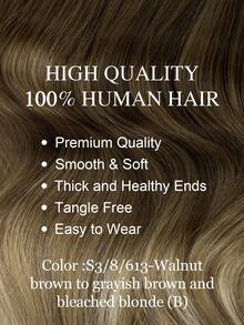 9AM Hair 20 件直发胶带接发 100% 真人发 14-24 英寸 50 克/包 适用于沙龙天然高品质真人发丝滑无缝隐形 PU 胶带接发万圣节服装 - S3/8/613 - 查看 2