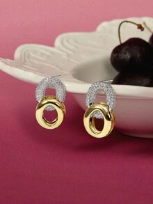 Glisma Women's Earrings,Premium/Old Money/Classy,18K Gold-Plated,Sexy/Vintage,For Mom/Women/Girl/Mother,Summer/Beach/Prom/Party,Layered/Gemstone/Beaded/Crystals - Yellow Gold - View 2