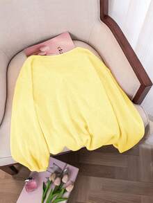 Airaco Plus Size Solid Color Minimalist Long Sleeve Lightweight Cardigan, Everyday Wear - Yellow - View 2