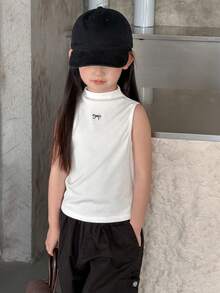 DAZY Girls Butterfly Embroidery Turtleneck Slim Fit Camisole