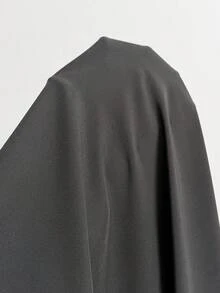 Al Najma V-Neck Waist Cinched Women's Arabic Style Dress With Batwing Sleeves, Conservative Design, Summer - Black - View 9