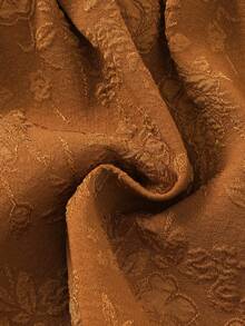 SHEIN Vintaside Kids Baby Girls' Soft Jacquard Fabric Round Neck Ruffle Hem Bow Elegant Dress, Spring/Summer - Yellow - View 5