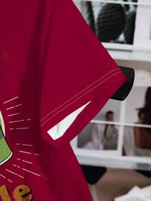 TOM & JERRY X SHEIN 女士休闲字母和老鼠印花圆领短袖T恤，夏季