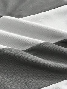 SWAVVY 男士休闲条纹短袖圆领T恤，夏季 - 灰色 - 查看 3