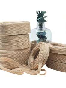 Cinta de arpillera de malla natural de yute, cinta de arpillera vintage rústica de lino para manualidades, envoltura de regalos, decoración de bodas - Multicolor - Ver 3