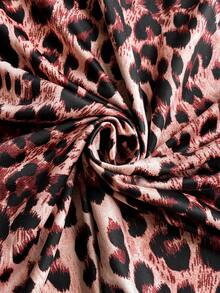 Vionelle Große Größen Damen elegantes, vintage, romantisches, sexy Leopard Muster Chinesischer Knoten Design Qipao Stil figurbetontes Minikleid mit kurzen Ärmeln, Frühling/Sommer - Verschiedenfarbig - Übersicht 7