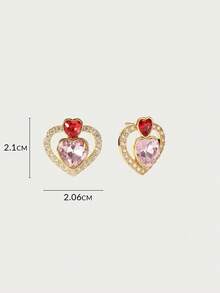 Glisma أقراط أنيقة على شكل قلب من الزركونيا، أقراط ساحرة، هدية للنساء، الملابس، المال القديم، معدني/نسيج، حجر كريم، للأم/المرأة/الفتاة/الأم، متميز، عتيق، أنيق، قلب، عيد الحب، هدية - الذهبي - مشاهدة 8