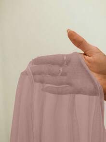 Aloruh 新款时尚通勤风腰部褶皱不对称下摆长喇叭袖V领套头衫 - 粉色 - 查看 8