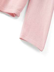 GlowEve CURVE New Lightweight Crew Neck Plus Size Pullover Sweater, Pink & White Patchwork 2 In 1 Plus Size Knit Cardigan, Minimalist Design, Fresh & Elegant, Suitable For Commuting, Spring/Autumn - Pink - View 4
