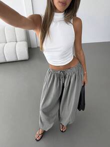 Aloruh Women's Plaid Personalized Lantern Pants Y2K Exaggerated Casual Trousers