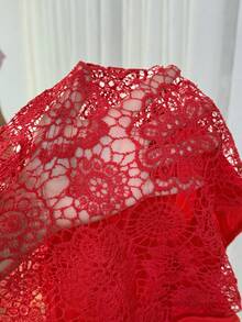 SHEIN LUNE Women's Casual Embroidered Sleeveless Vest, Red Shirt For Valentine's Day Summer Dress Summer Clothes Summer Tops Valentine's Day Valentine Clothes Casual Women Outfits - Red - View 8