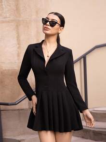 Andrea Bello 女士迷你连衣裙，适合节日、新年、情人节穿着 - 黑色 - 查看 1