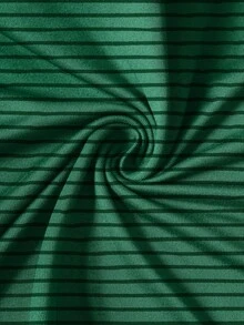 Claim Dot 男女通用时尚经典绿色条纹马匹印花休闲T恤，时尚条纹印花T恤 - 彩色 - 查看 4