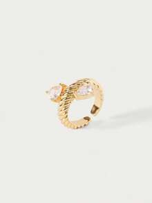 Glisma Nhẫn đơn nữ, Cao cấp/Cổ điển/Sang trọng, Mạ vàng 18K, Quyến rũ/Cổ điển, Dành cho Mẹ/Phụ nữ/Cô gái/Mẹ, Mùa hè/Đi biển/Dạ hội/Tiệc tùng, Nhiều lớp/Đá quý/Hạt cườm/Pha lê - Vàng - Xem 4