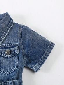 Elladie kids Baby Girl Blue Denim Dress,Summer Casual School Back-To-School A-Line Sleeveless Denim Dress With Adjustable Waist Belt,Soft For Daily Wear Vacation - Medium Wash - View 6
