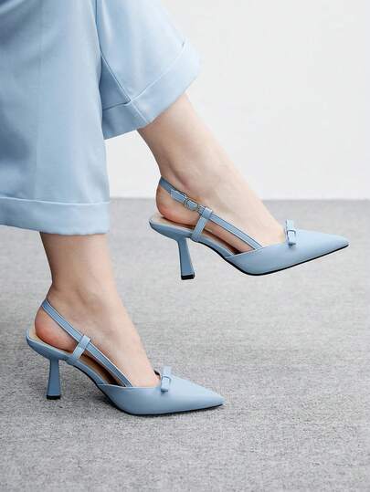 CUCCOO BIZCHIC Zapatos de tacón alto cómodos y versátiles con decoración de lazo de perlas falsas, ideales para primavera, vacaciones de primavera, Pascua y bailes de graduación