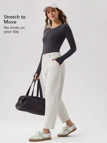 OutZeal 白色女士户外休闲裤，日常休闲款，侧边口袋 - 白色 - 查看 3