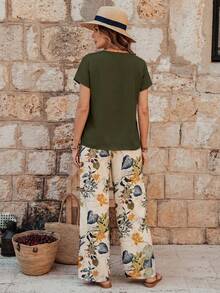 Faunlyn Women Casual Floral Print Bodycon 2 Pieces Set, Versatile For Spring & Summer Suitable For Going Out