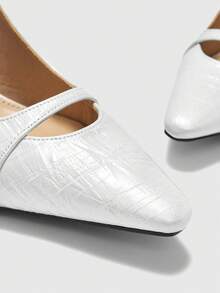 CUCCOO BIZCHIC Women's Simple Solid Color Backstrap High Heel Sandals, Suitable For Daily Commute Valentine's Day - White - View 8